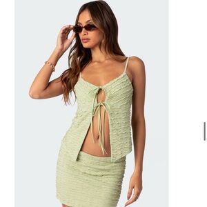 Edikted Green Textured Women's Top